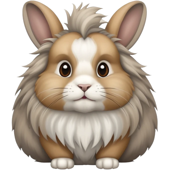 light brown, white and grey dwarf lionhead rabbit emoji