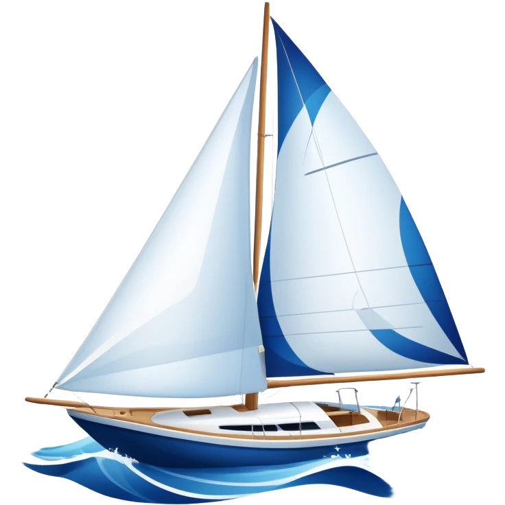 An icon featuring a sleek sailboat with billowing sails cutting through the waves. The design includes the boat's mast, a wind-filled sail, and water splashes, symbolizing the thrill and skill of sailing. Transparent background highlights the elegance and power of wind-driven sports. emoji