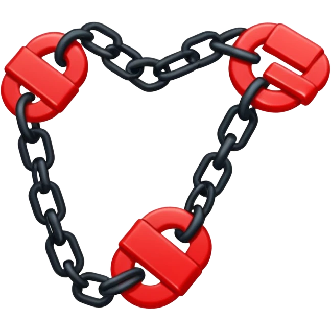 iOS sticker, broken chain, black links, red break, minimal emoji
