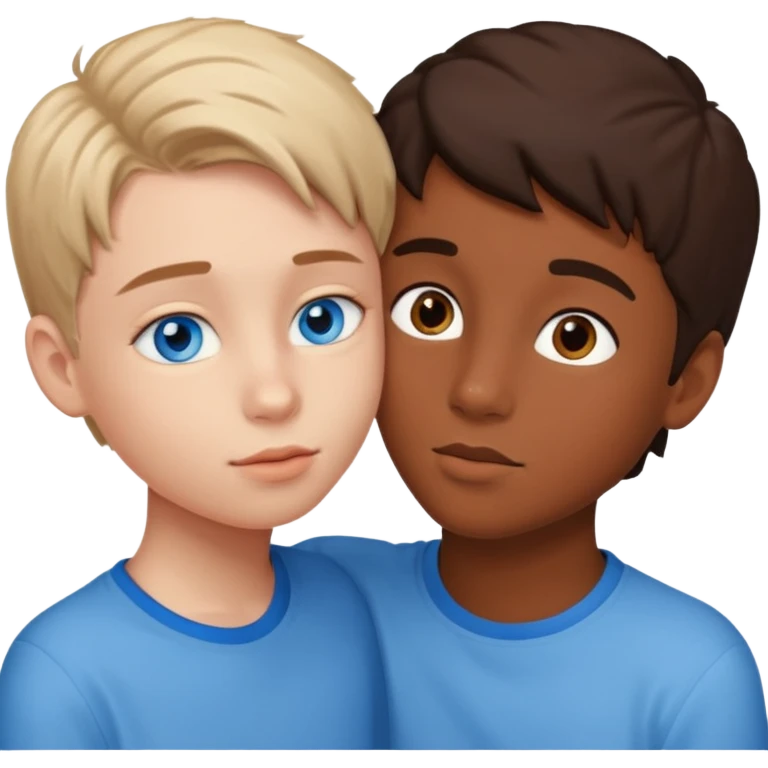 niñoadolescente de ojos azules besandose con una chica morena emoji