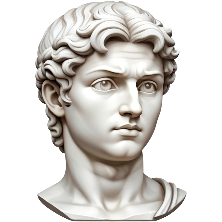 Full view of Michelangelo's David statue, Renaissance masterpiece, artistic stylized representation of the biblical hero emoji