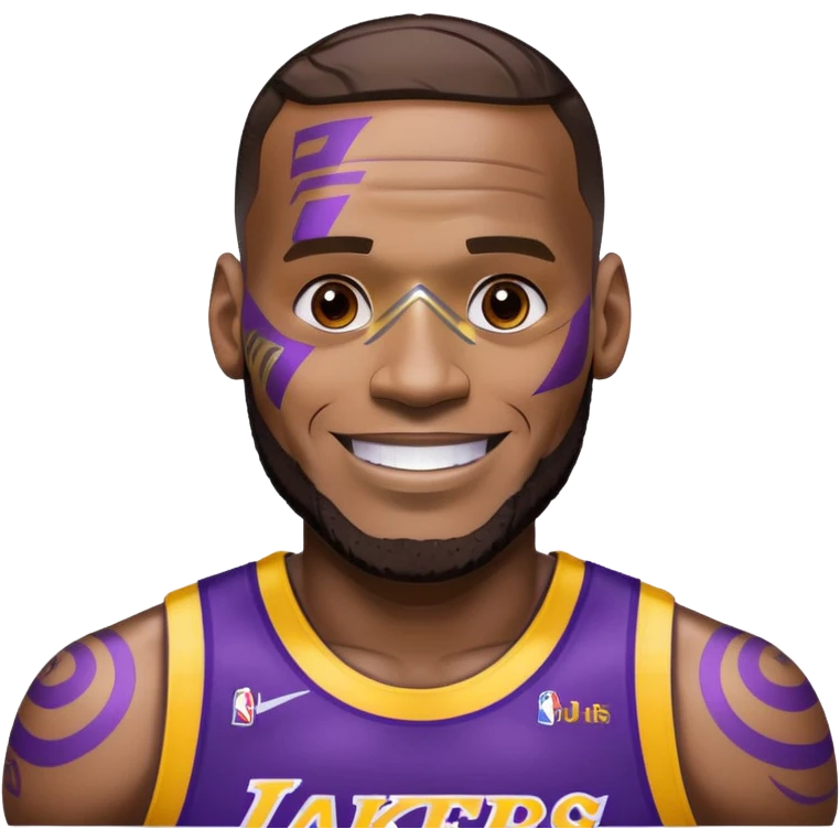 Lebron James as a half robot/cyborg AI but still keep lakers and friend;y emoji