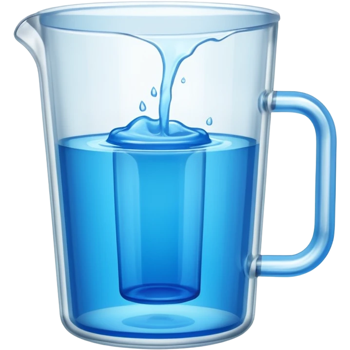 A large clear glass mug with a bright blue liquid inside. Mug had no curve to it, up and down with ridges. Similar to a beer mug. For a drink called a trashcan. Not a pitcher with a spout. Make the mug thicker and white/clear, not blue emoji