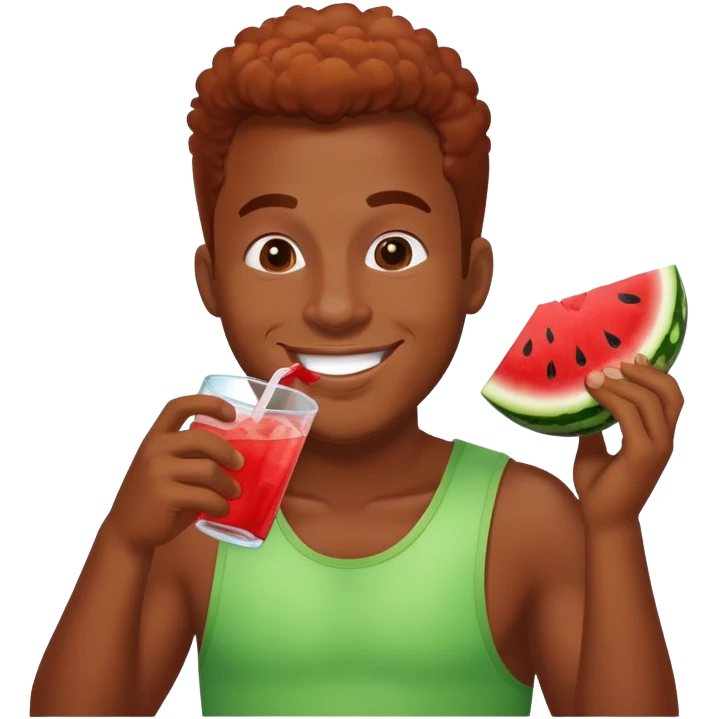 Black man drinking kool-aid and eating chicken and watermelon  emoji