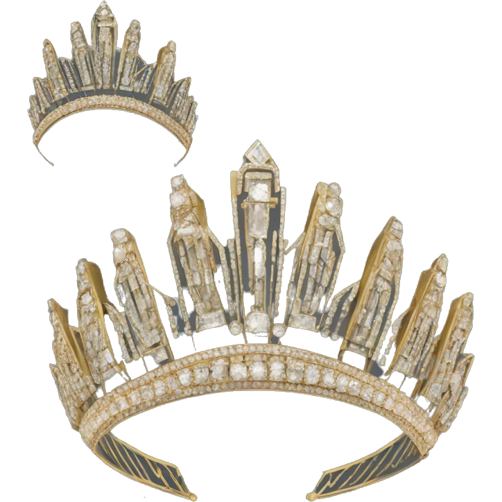 art deco 1920's tiara gold crystals no background emoji