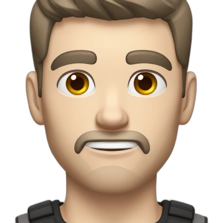 Confused Pale skinned Fit Man With the biceps and dark brown hair in black shirt, gray sports shorts and white Sneakers emoji