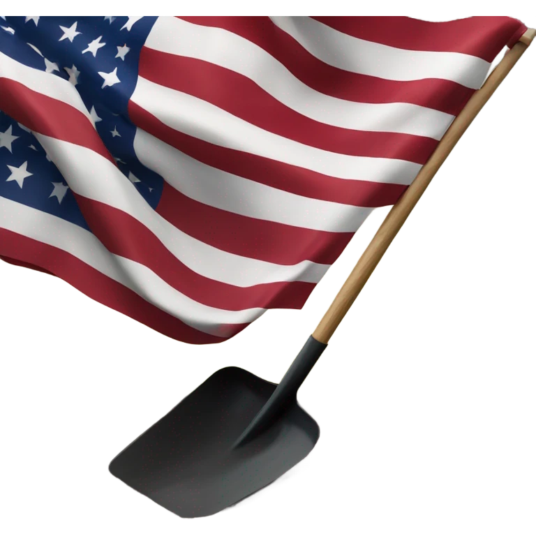 Large American Flag attached to one smaller black shovel in the ground   emoji