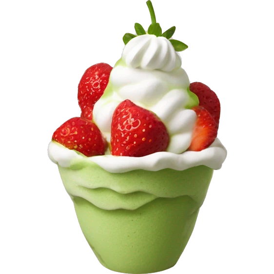 Strawberry matcha with whipped cream emoji