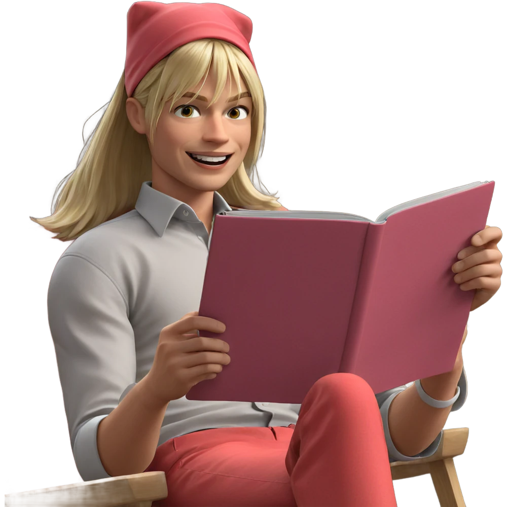 blonde boy reading in chair emoji