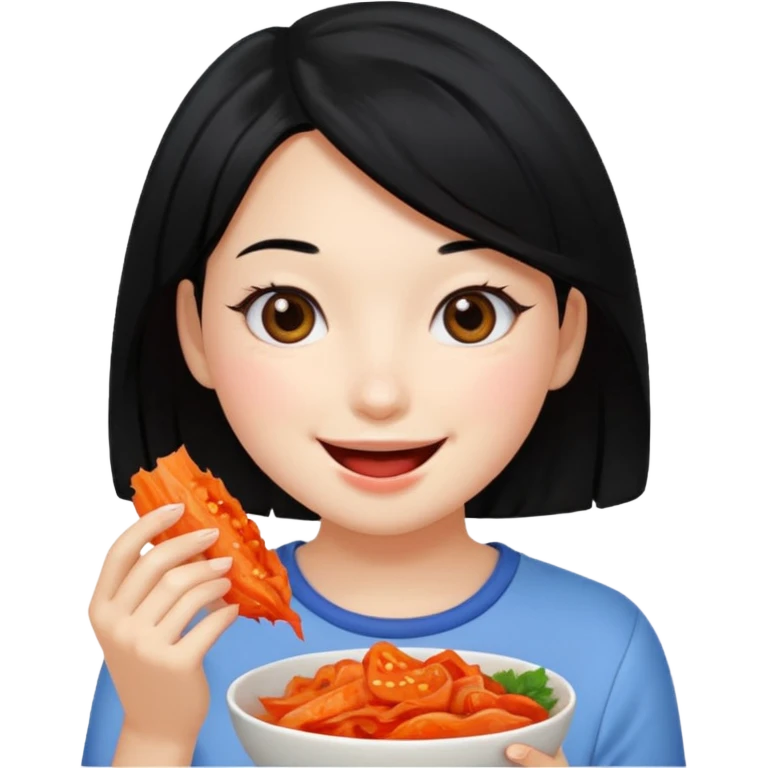 Girl black hair eat kimchi emoji
