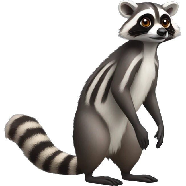 Raccoon-Lemur-hybrid full body emoji