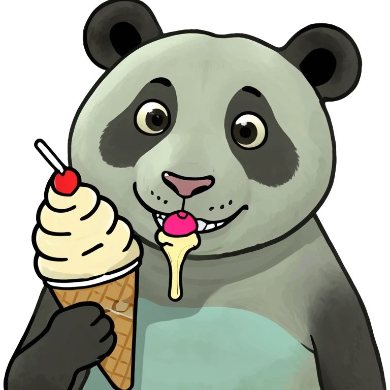 Panda eating ice cream emoji