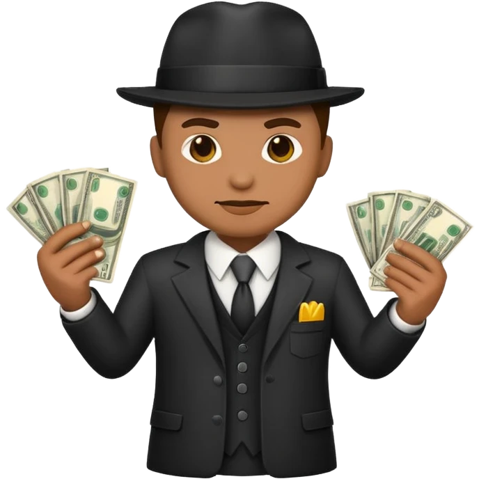 gangster emoji, cartoon style, holding money, confident pose emoji
