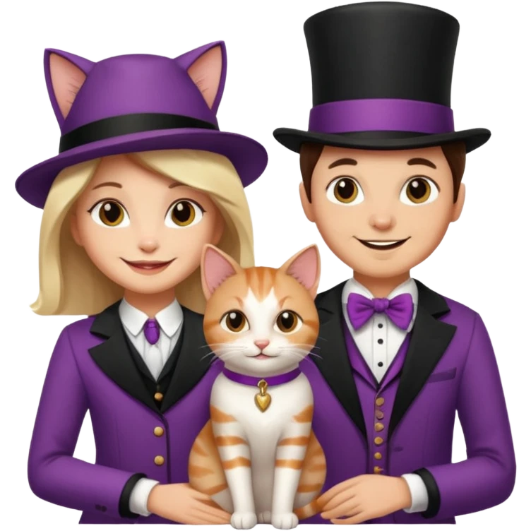 magician couple and their pet cat emoji