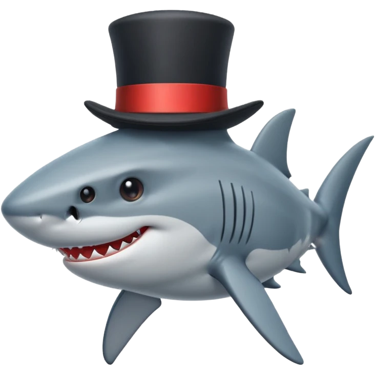 Shark with a top hat emoji