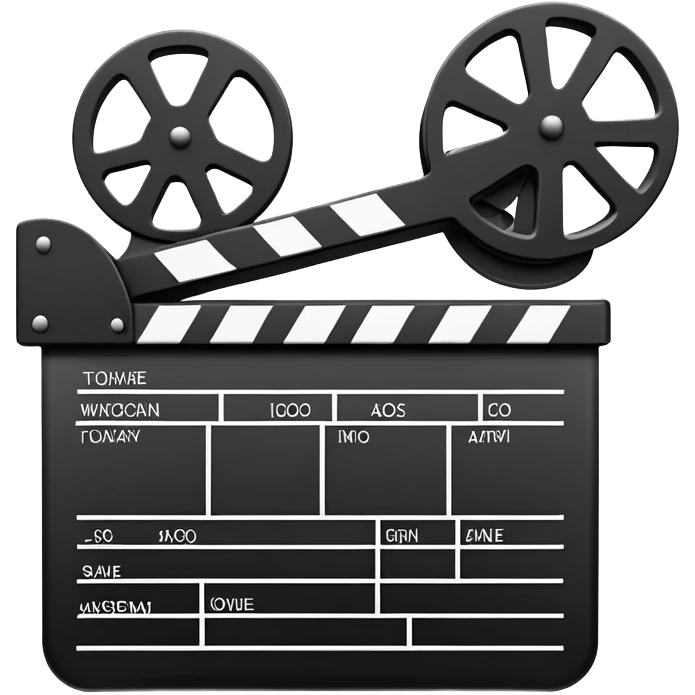 outline only movie clapper, black wireframe style, absolute minimal details, no fill emoji