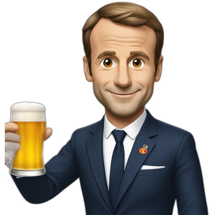 Emanuel Macron buvant une bière emoji