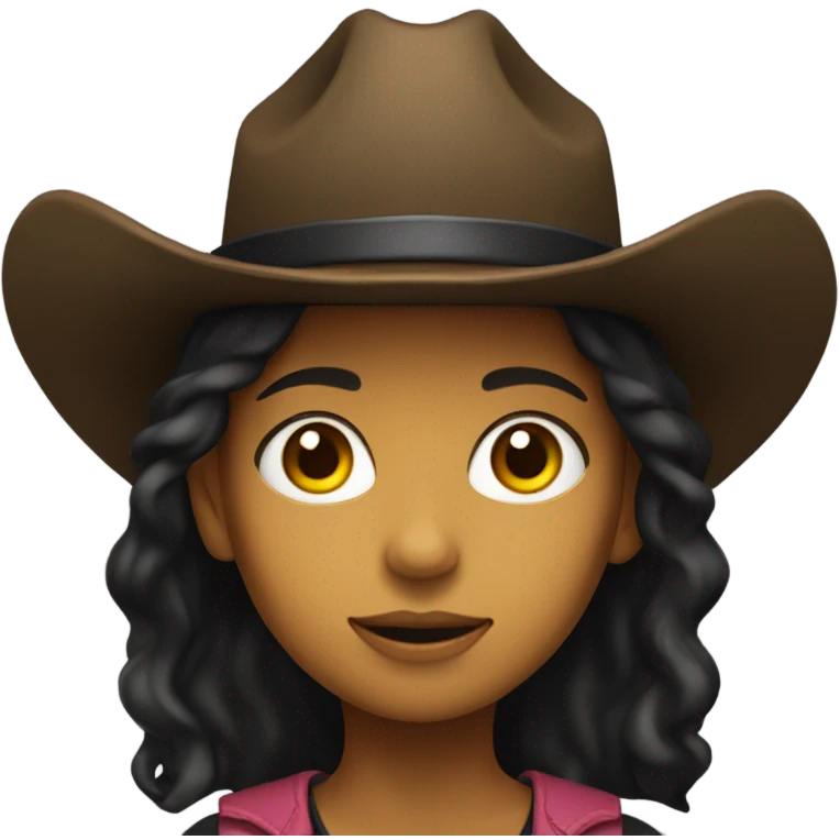 girl with a black cowboy hat, default yellow skin emoji