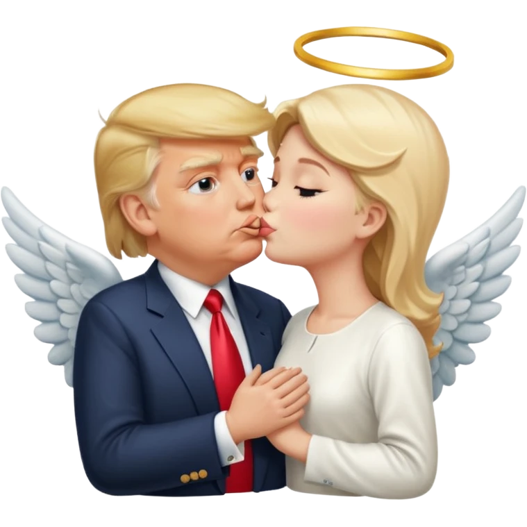 Donald Trump kissing Hitler but hitler is an angel emoji