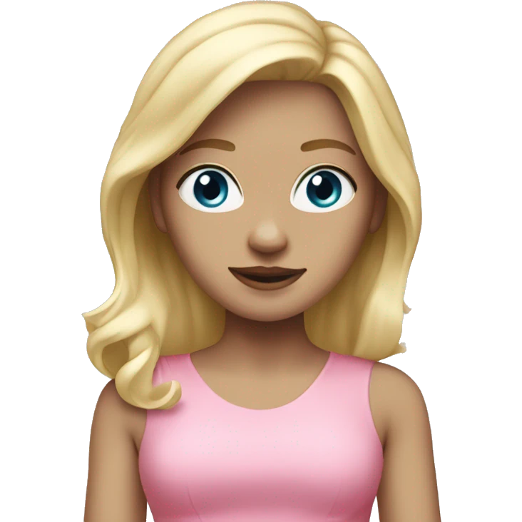 white skinned girl with blonde hair wearing a pink dress  emoji