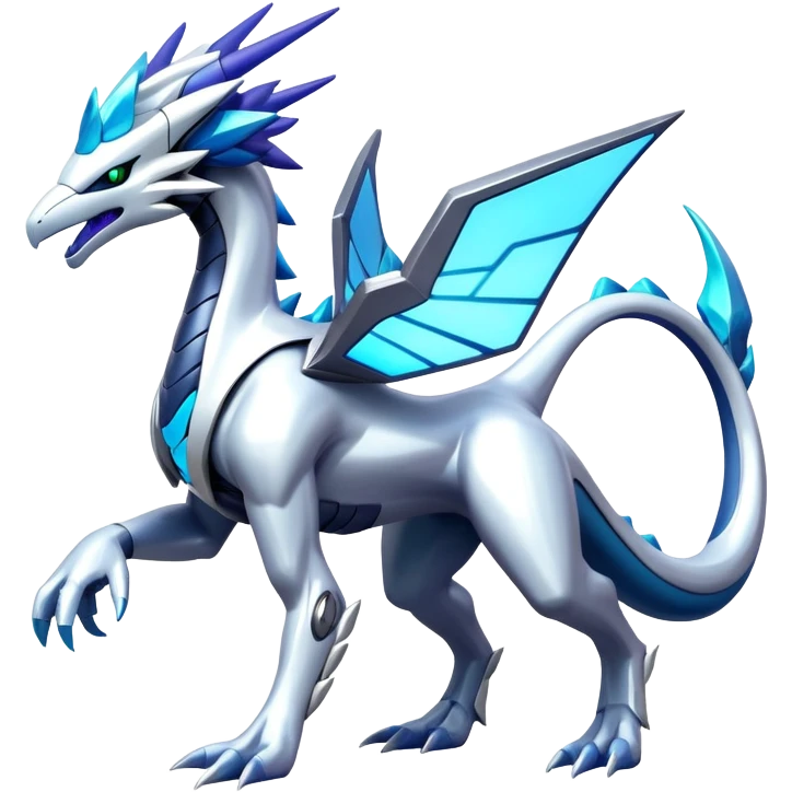 Futuristic Modern Shiny Cyber-Suicune-Dialga-Reshiram-Creature, (full body) emoji