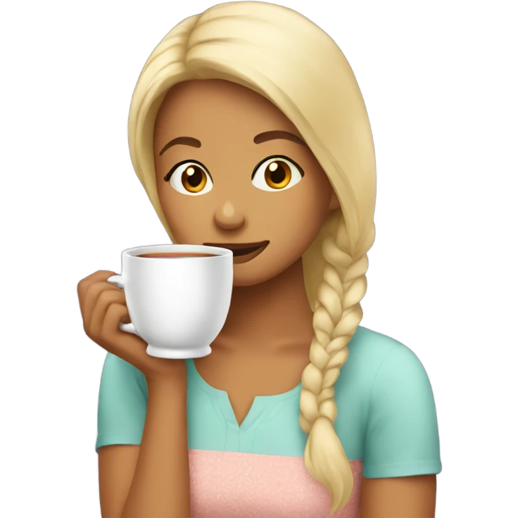 Girl sips tea emoji