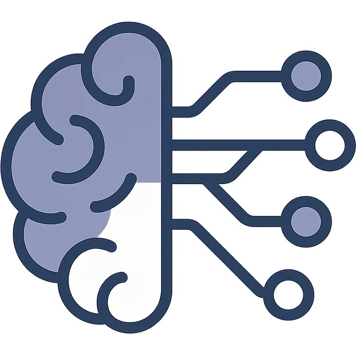 modern logo combining a brain and circuit elements, abstract and tech-inspired emoji