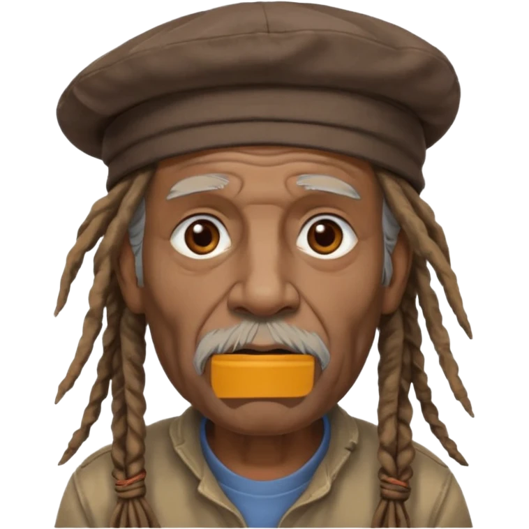 dreadlocks old man, cap hat emoji