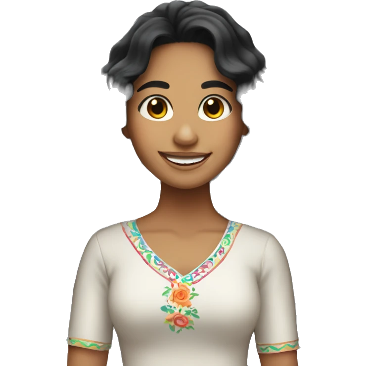 mexican girl with long curly black hair smiling  emoji