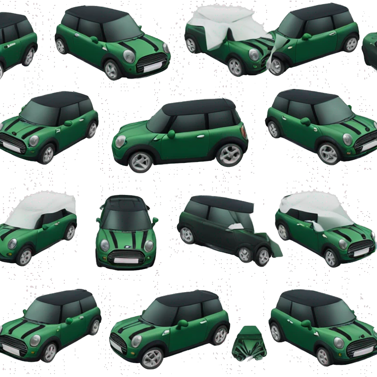 Coche mini verde oscuro con rayas blancas emoji