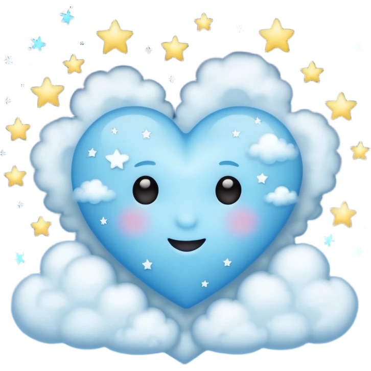 light blue heart with clouds and stars emoji