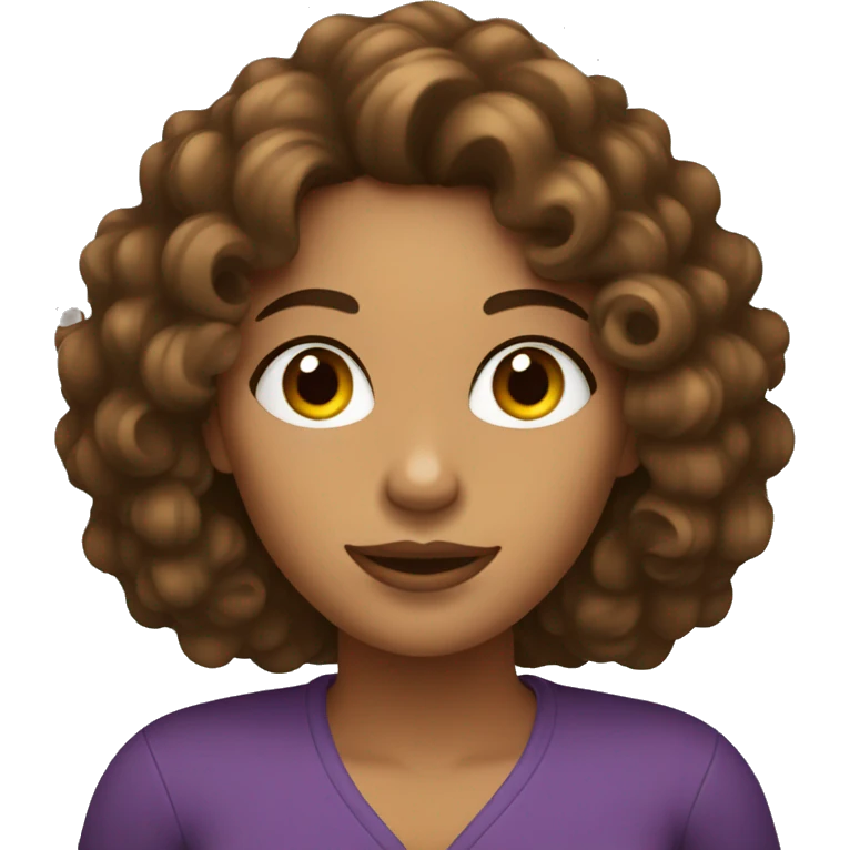 woman with brown skin curly hair listening to the radio emoji