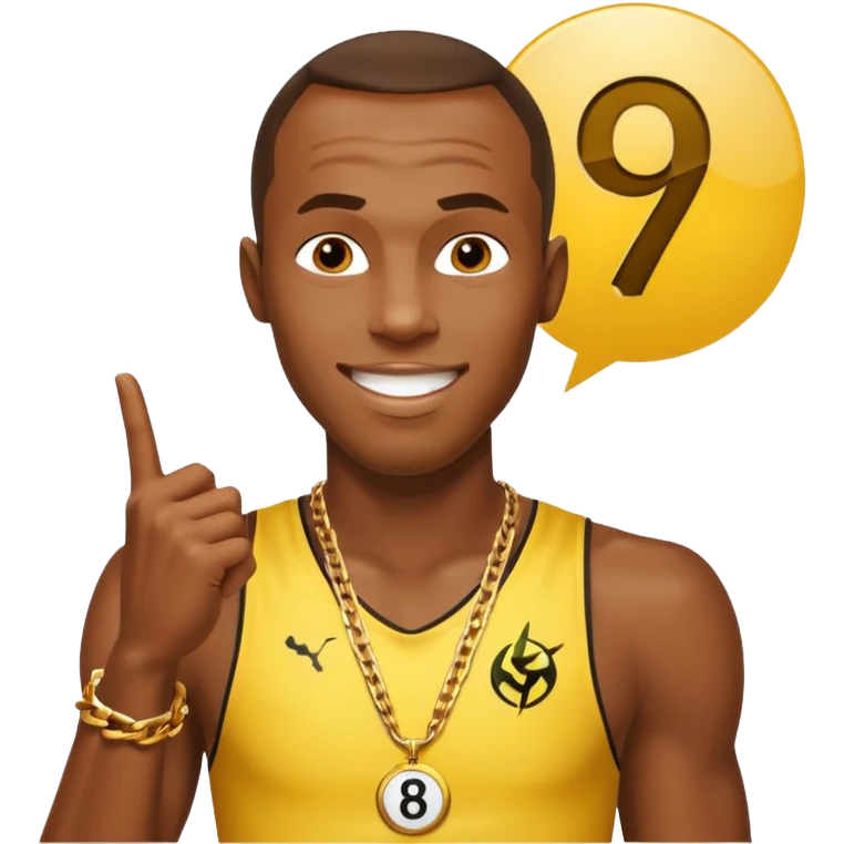 usain bolt avec un panneau affichant 9.58s derriere lui  emoji