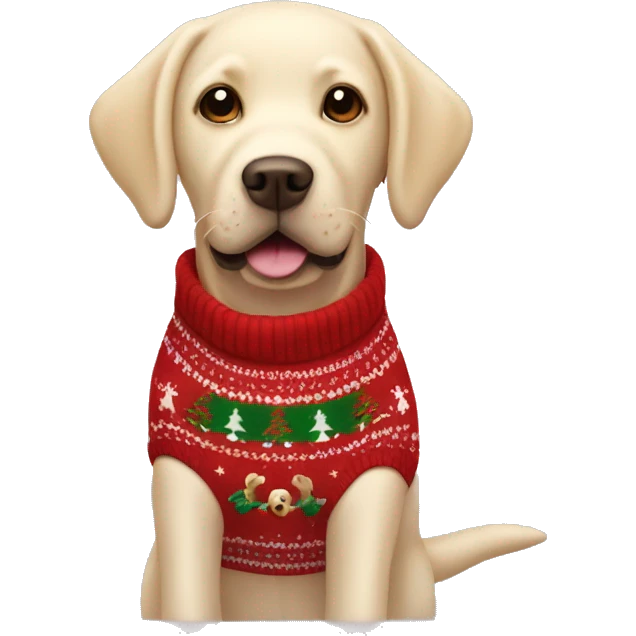 Cream Labrador with Christmas jumper  emoji