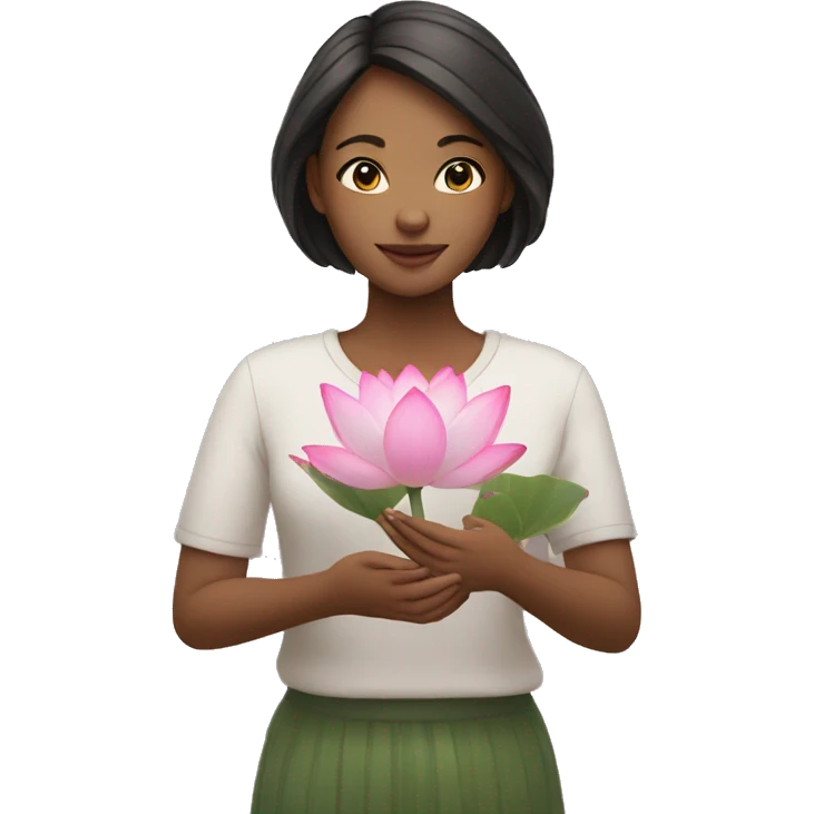 Girl with lotus in her hands emoji