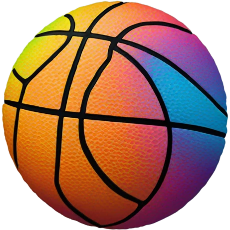 Single rainbow colored basketball emoji