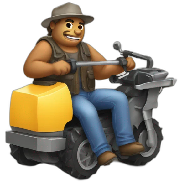 Sanglier sur une tondeuse emoji