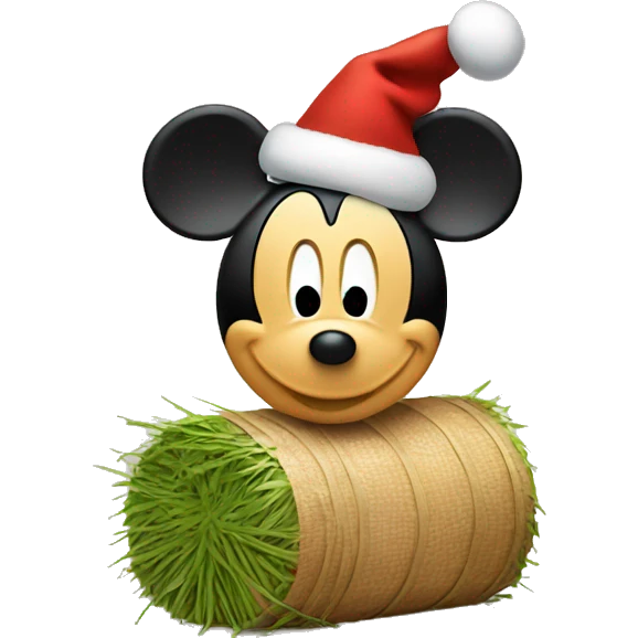 Mickey mouse wearing a christmas hay emoji