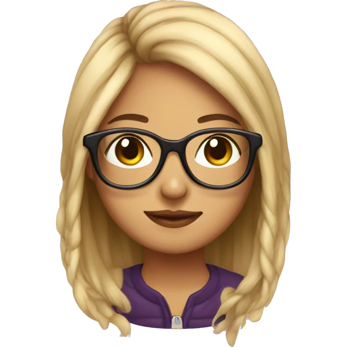 pretty girl with cute glasses pn head emoji