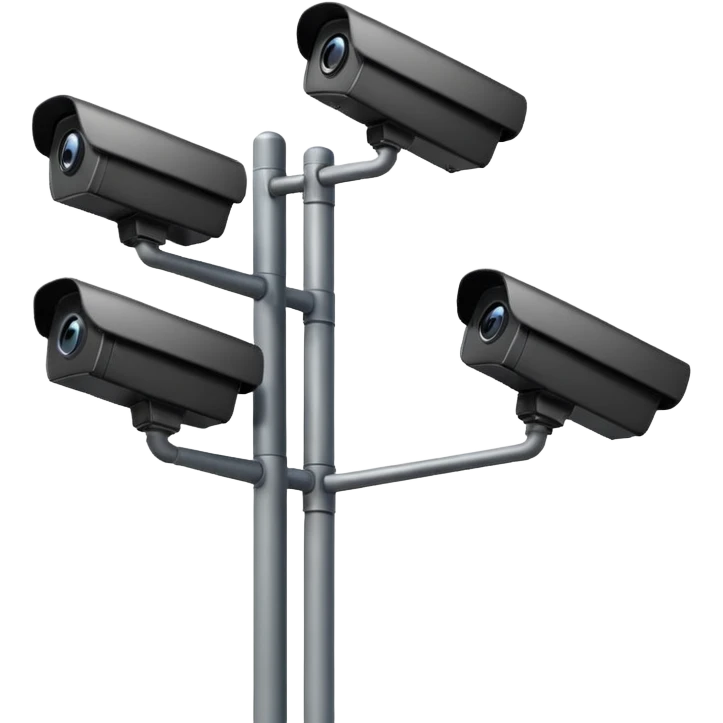 Several CCTV cameras on a pole in black emoji