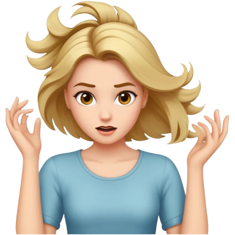 A girl flipping her hair back with a sassy look  emoji