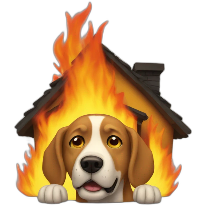 this is fine burning house dog emoji