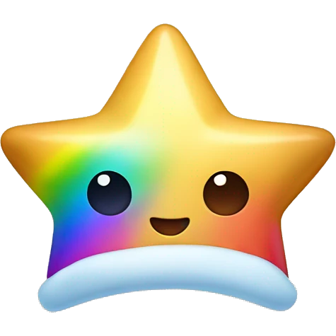 Kawaii golden star with rainbow top hat  emoji