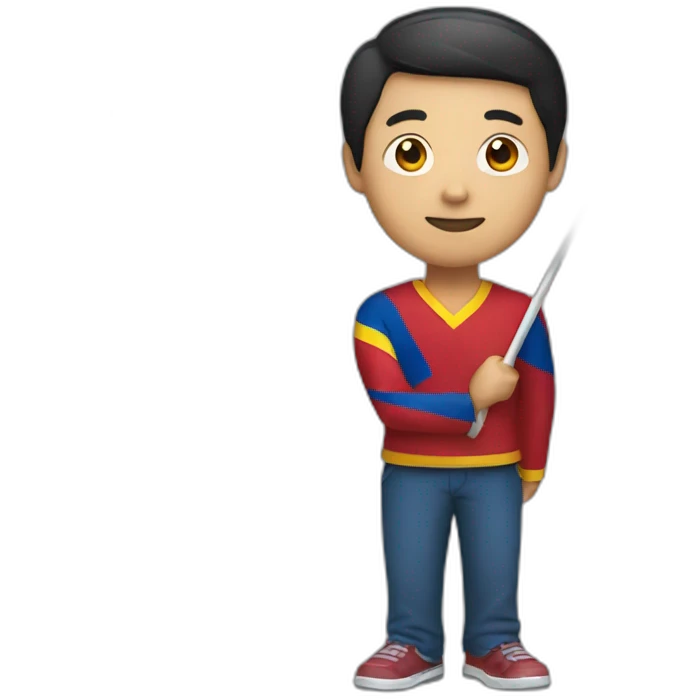 a chinese guy with the flag of Venezuela on hand emoji