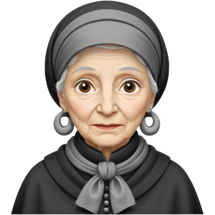 orthodox jewish woman with kerchief tied by neck circa. 1890 make into greyscale elderly emoji