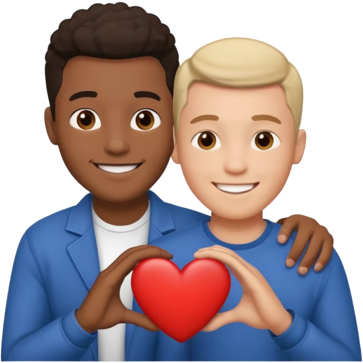 interracial male couple with heart emoji