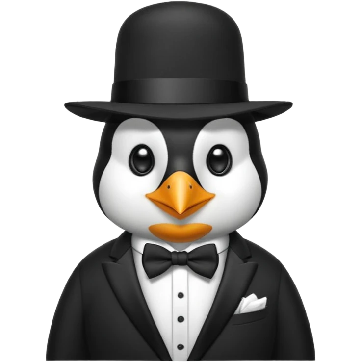 Penguin wearing a suit with a big hat  emoji