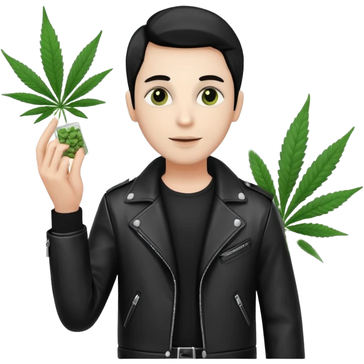 dealer white style gang with cannabis on a hand emoji