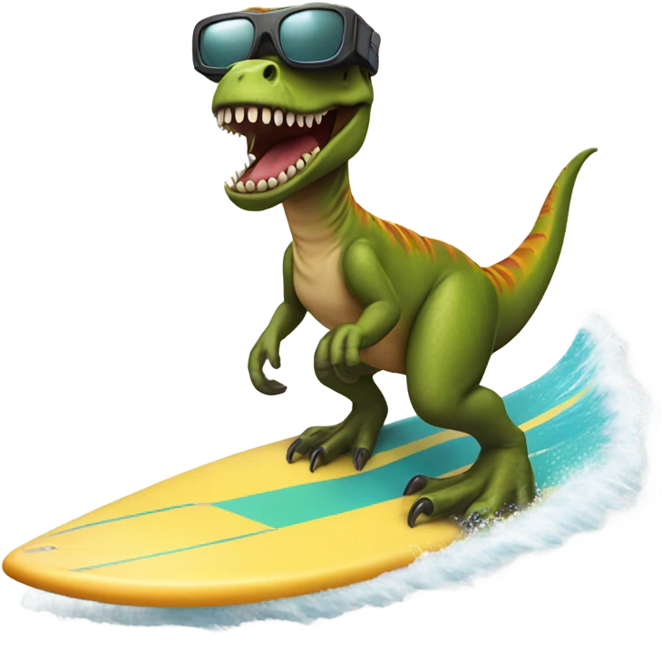 Trex on surf board with googles emoji