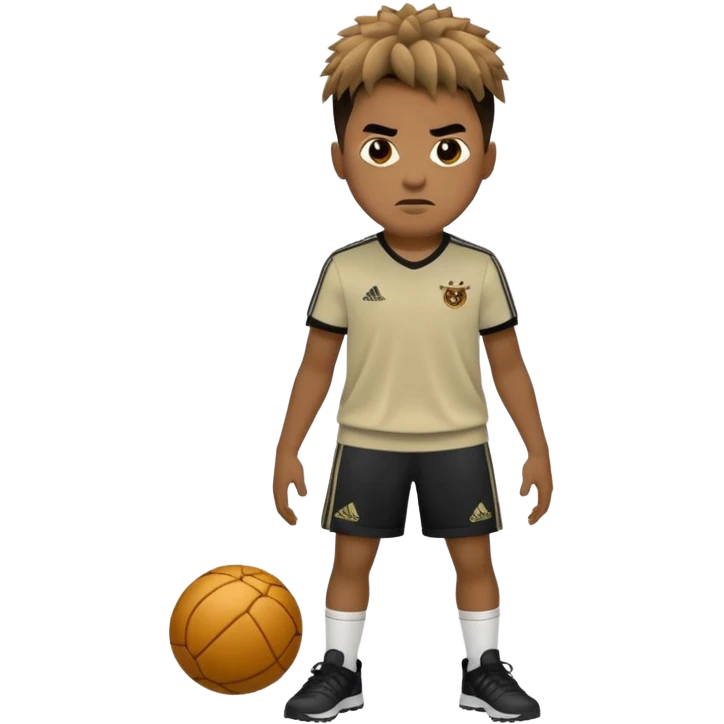 Crie um emoji de um menino com o cabelo castanho claro com uma franja reta e o corte low fade zumbi casaco de gola alta da adidas emoji